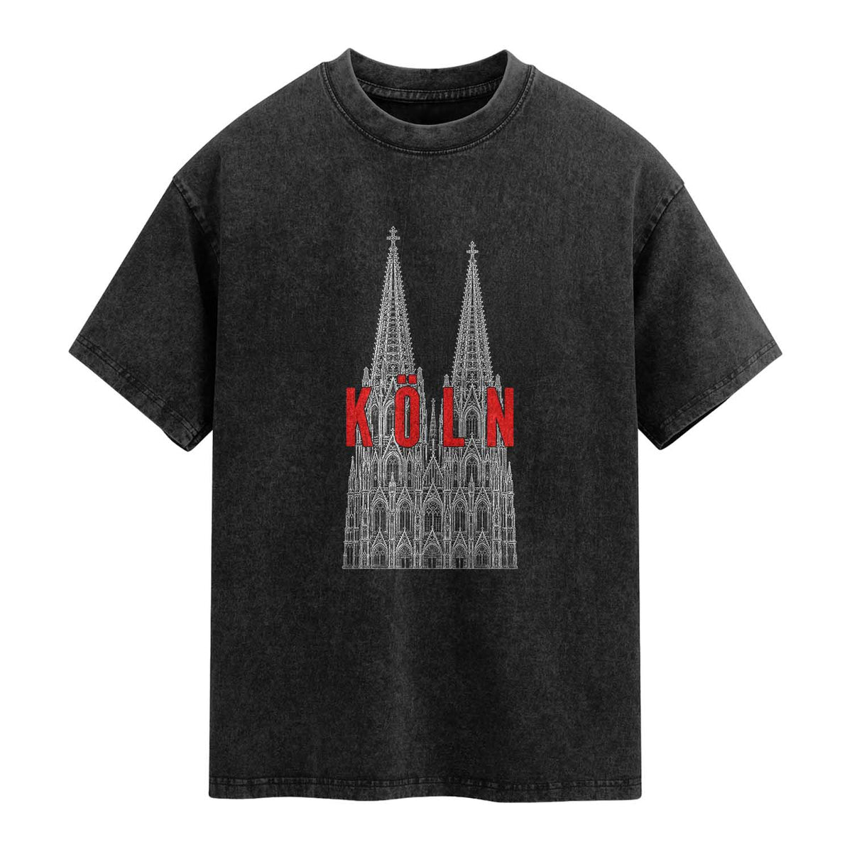 Cologne Cathedral Silhouette Köln German Graphic Washed Cotton T-Shirt