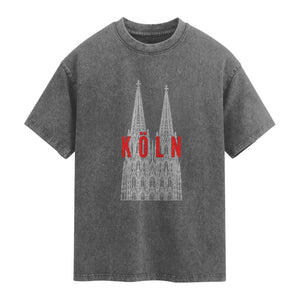 Cologne Cathedral Silhouette Köln German Graphic Washed Cotton T-Shirt