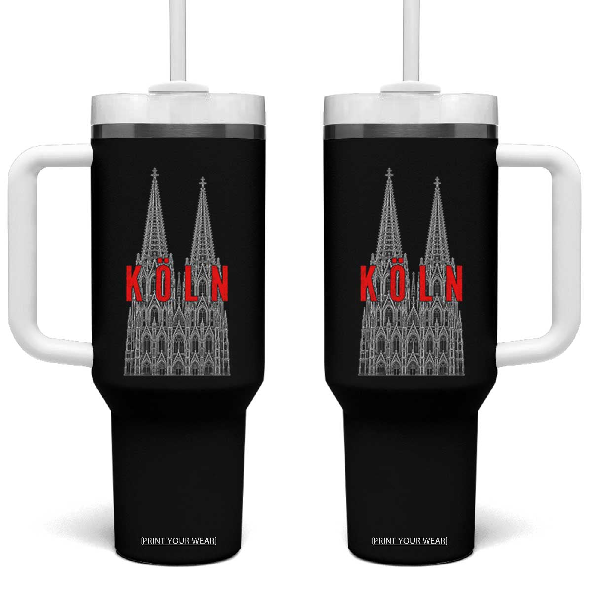 Cologne Cathedral Silhouette Köln German Graphic Tumbler With Handle