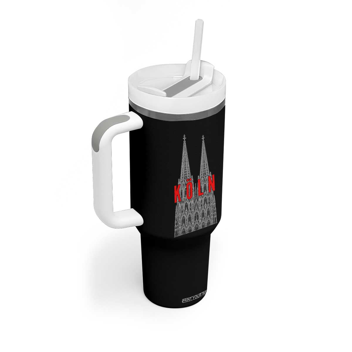 Cologne Cathedral Silhouette Köln German Graphic Tumbler With Handle