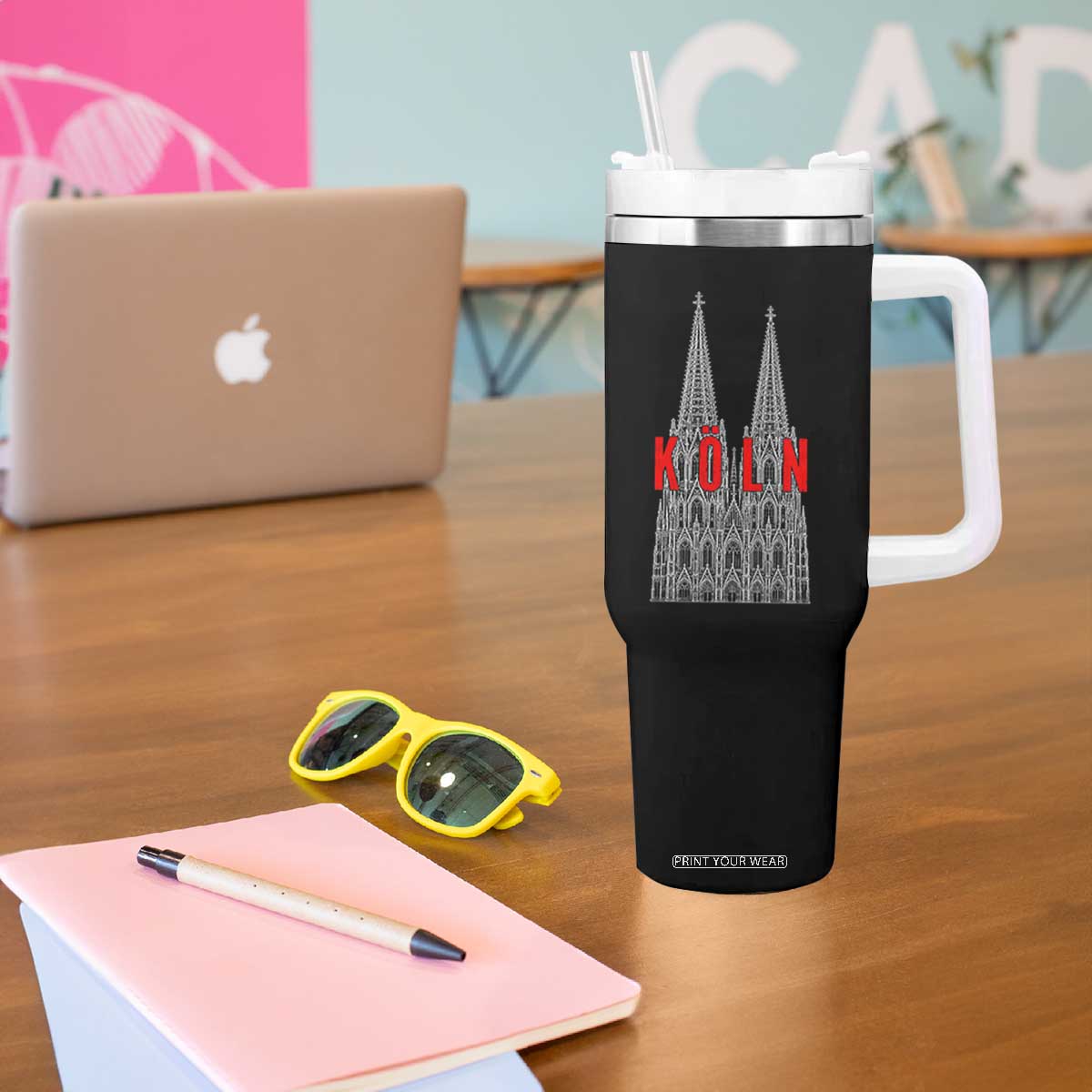 Cologne Cathedral Silhouette Köln German Graphic Tumbler With Handle