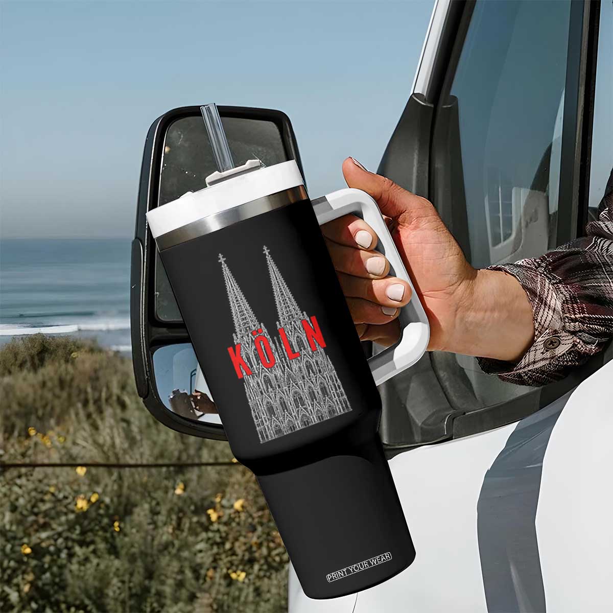 Cologne Cathedral Silhouette Köln German Graphic Tumbler With Handle