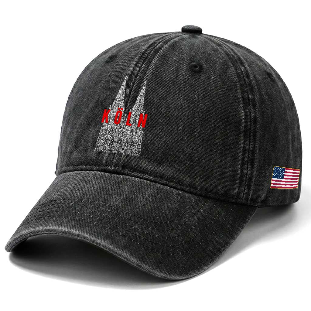 Cologne Cathedral Silhouette Köln German Graphic Washed Cotton Baseball Cap