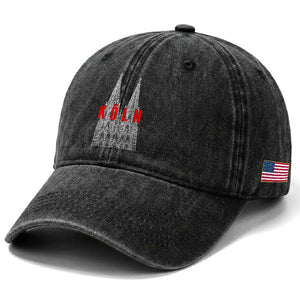 Cologne Cathedral Silhouette Köln German Graphic Washed Cotton Baseball Cap