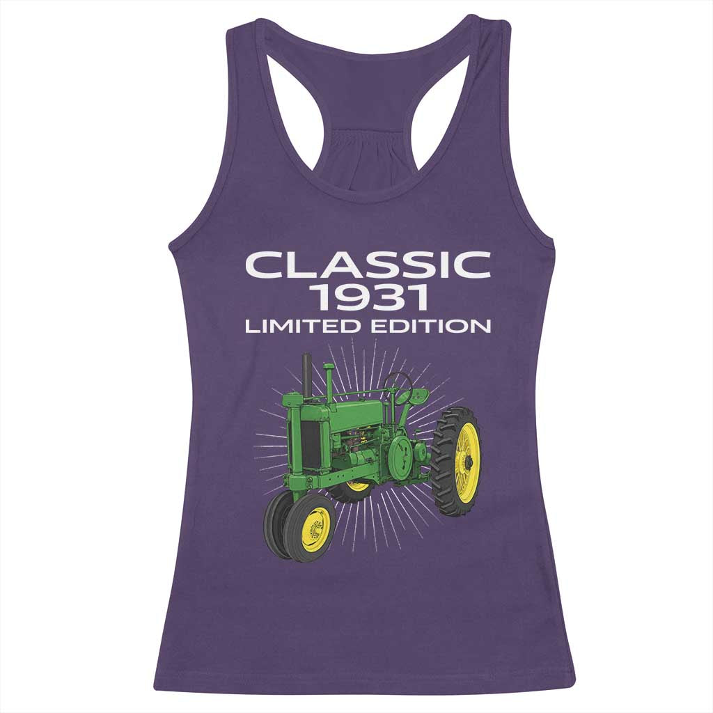 95th Birthday 1931 Limited Edition Classic Farm Tractor Racerback Tank Top