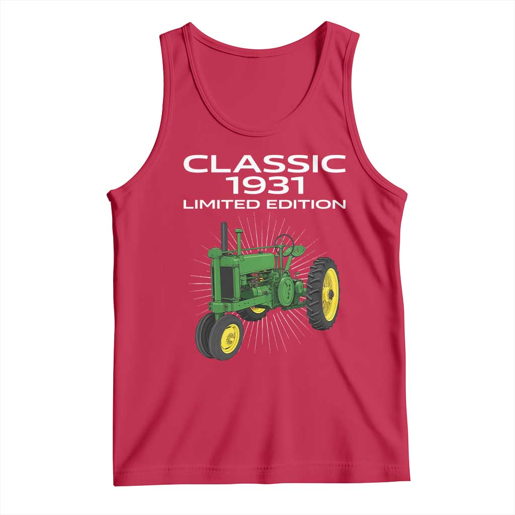 95th Birthday 1931 Limited Edition Classic Farm Tractor Tank Top