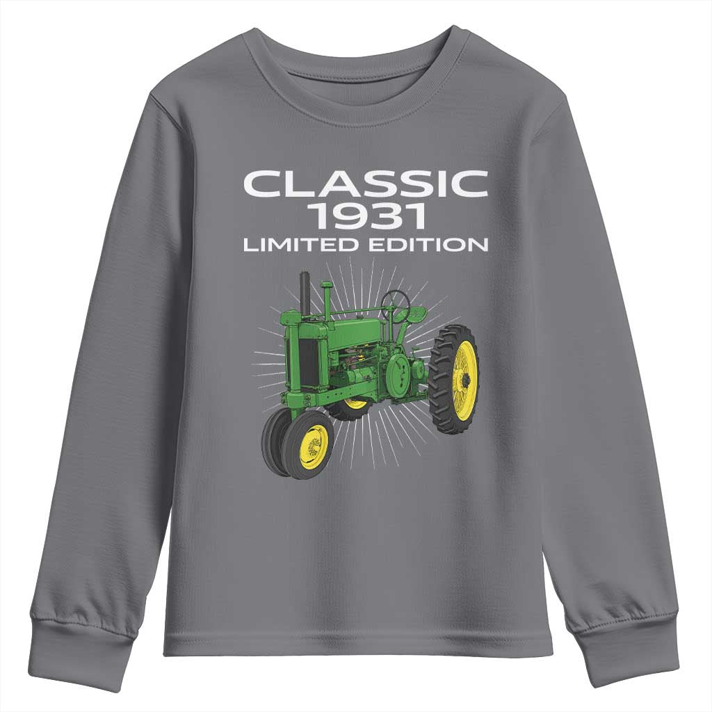 95th Birthday 1931 Limited Edition Classic Farm Tractor Youth Sweatshirt