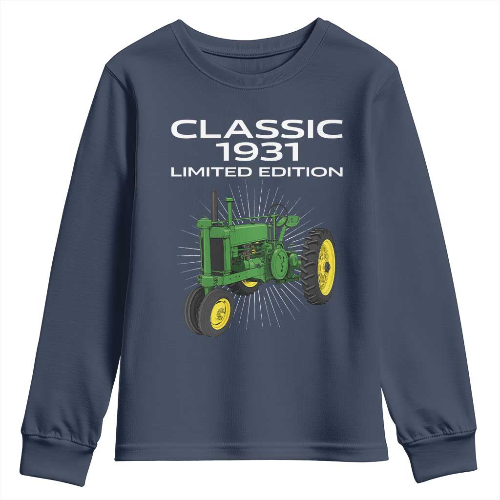 95th Birthday 1931 Limited Edition Classic Farm Tractor Youth Sweatshirt