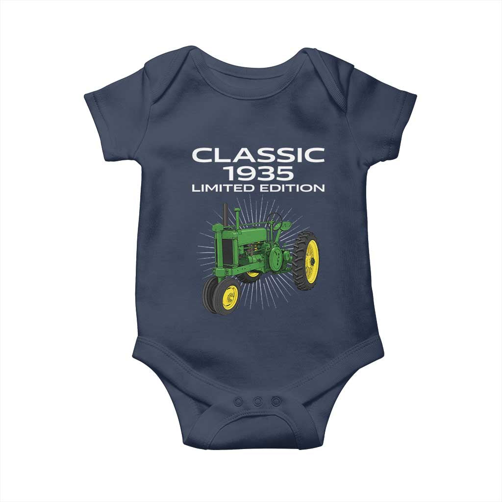 91st Birthday 1935 Limited Edition Classic Farm Tractor Baby Onesie
