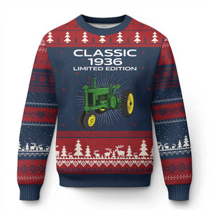 90th Birthday 1936 Limited Edition Classic Farm Tractor Ugly Christmas Sweater