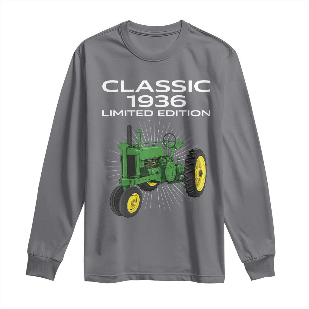 90th Birthday 1936 Limited Edition Classic Farm Tractor Long Sleeve Shirt