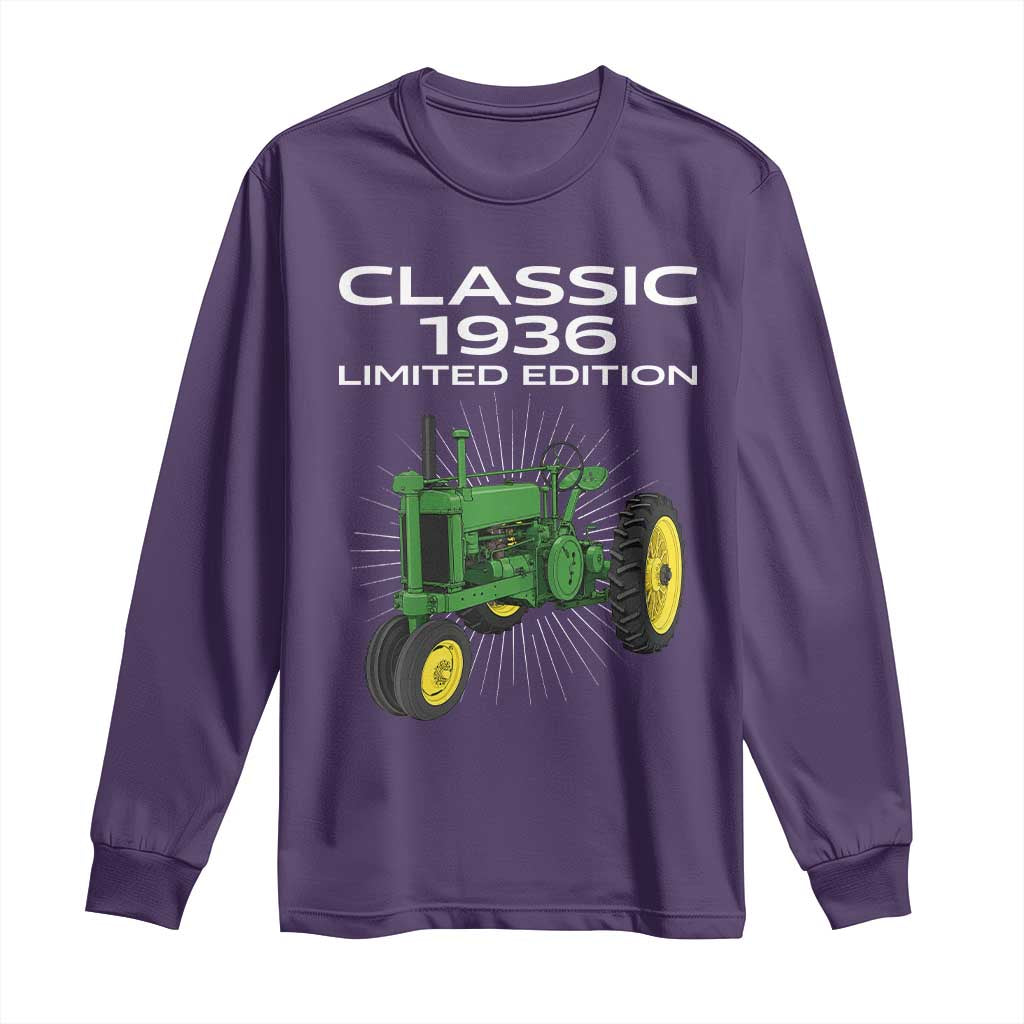 90th Birthday 1936 Limited Edition Classic Farm Tractor Long Sleeve Shirt