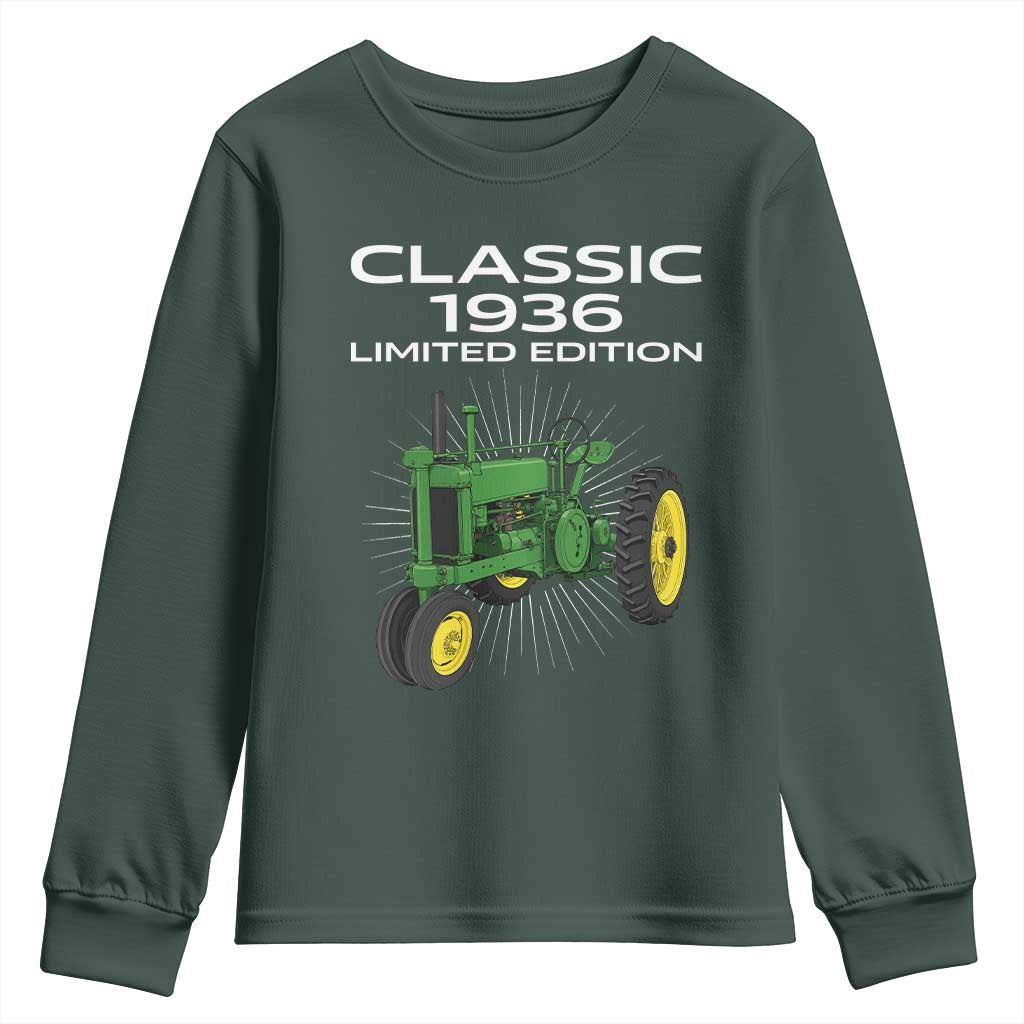 90th Birthday 1936 Limited Edition Classic Farm Tractor Youth Sweatshirt
