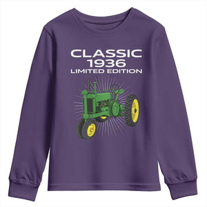 90th Birthday 1936 Limited Edition Classic Farm Tractor Youth Sweatshirt