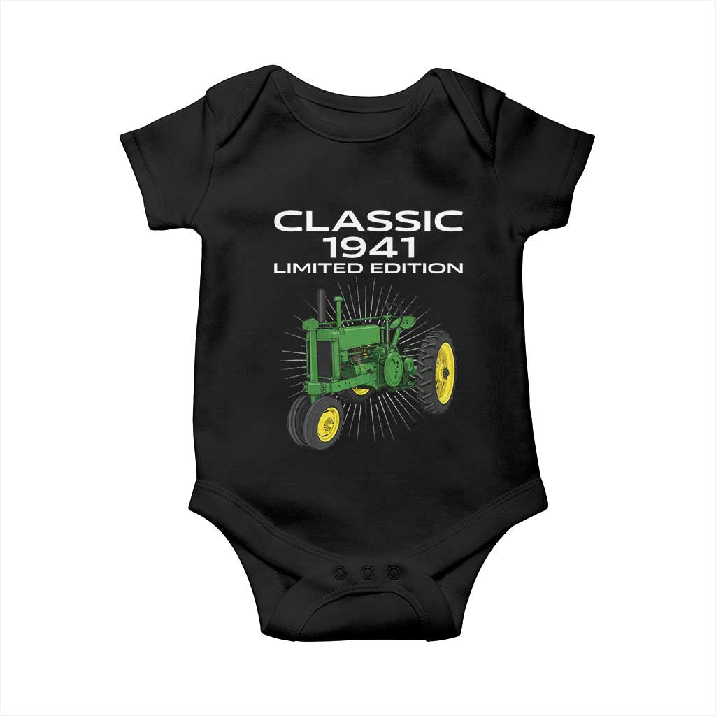 85th Birthday 1941 Limited Edition Classic Farm Tractor Baby Onesie