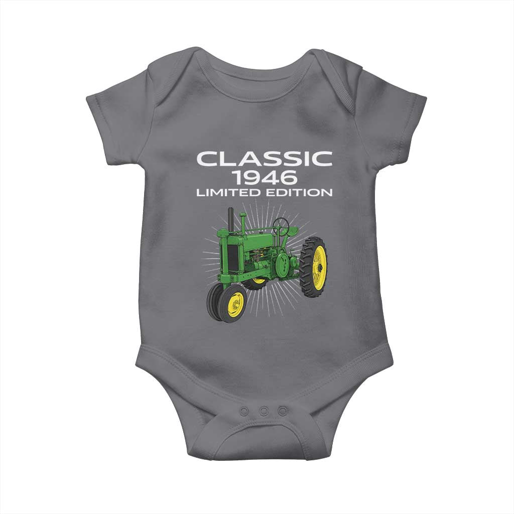 80th Birthday 1946 Limited Edition Classic Farm Tractor Baby Onesie