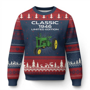 80th Birthday 1946 Limited Edition Classic Farm Tractor Ugly Christmas Sweater