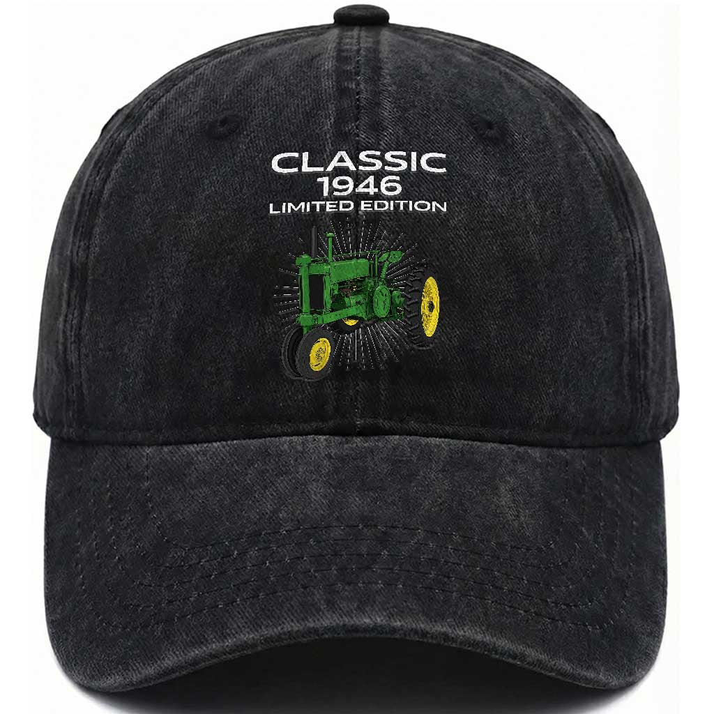 80th Birthday 1946 Limited Edition Classic Farm Tractor Washed Cotton Baseball Cap