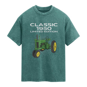 76th Birthday 1950 Limited Edition Classic Farm Tractor Washed Cotton T-Shirt