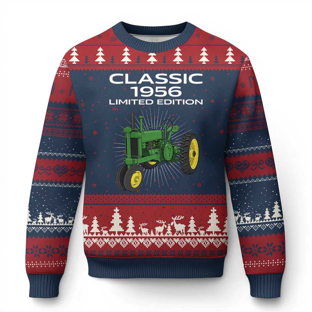 70th Birthday 1956 Limited Edition Classic Farm Tractor Ugly Christmas Sweater