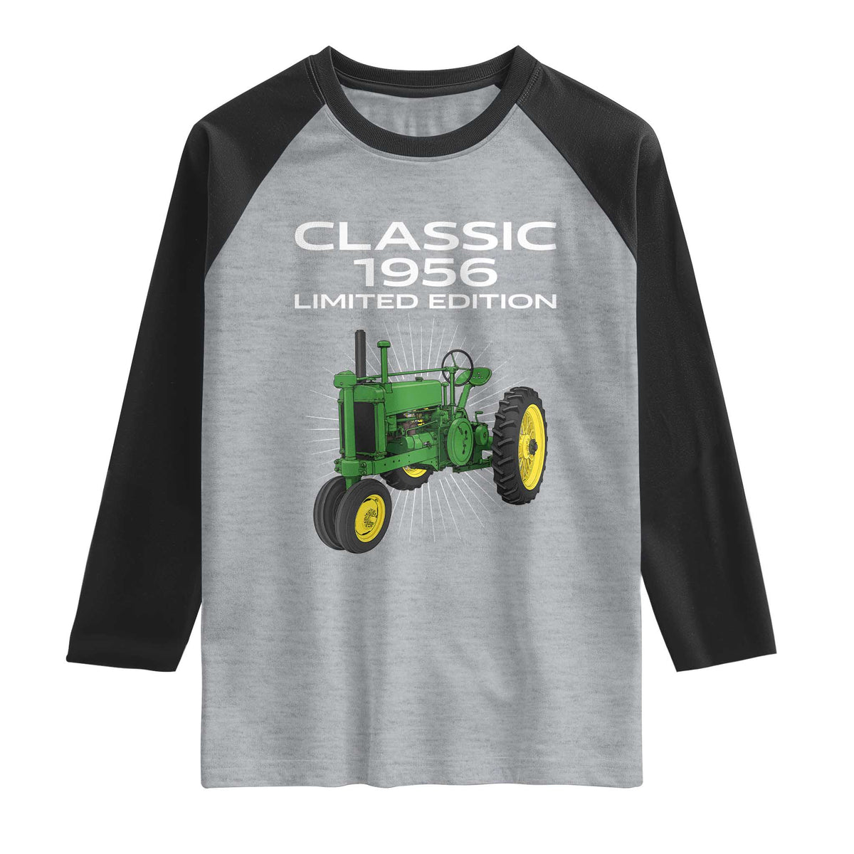 70th Birthday 1956 Limited Edition Classic Farm Tractor Raglan Shirt