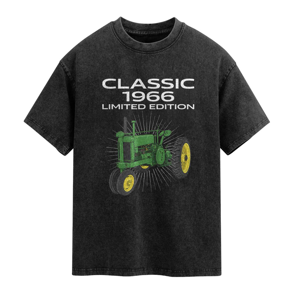 60th Birthday 1966 Limited Edition Classic Farm Tractor Washed Cotton T-Shirt