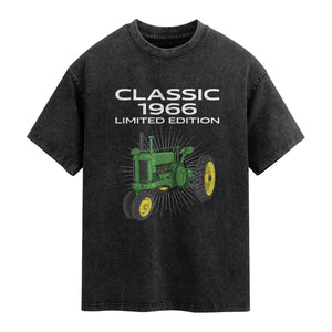 60th Birthday 1966 Limited Edition Classic Farm Tractor Washed Cotton T-Shirt