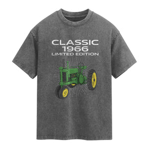 60th Birthday 1966 Limited Edition Classic Farm Tractor Washed Cotton T-Shirt