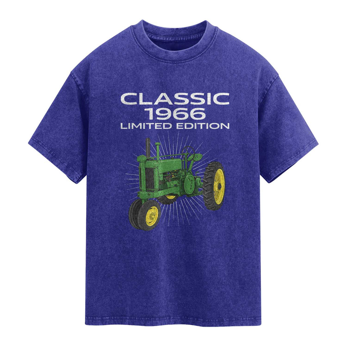 60th Birthday 1966 Limited Edition Classic Farm Tractor Washed Cotton T-Shirt