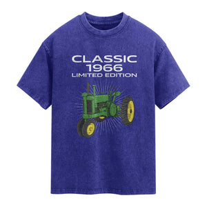 60th Birthday 1966 Limited Edition Classic Farm Tractor Washed Cotton T-Shirt