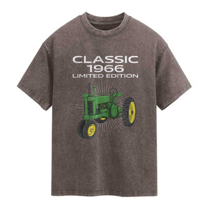 60th Birthday 1966 Limited Edition Classic Farm Tractor Washed Cotton T-Shirt