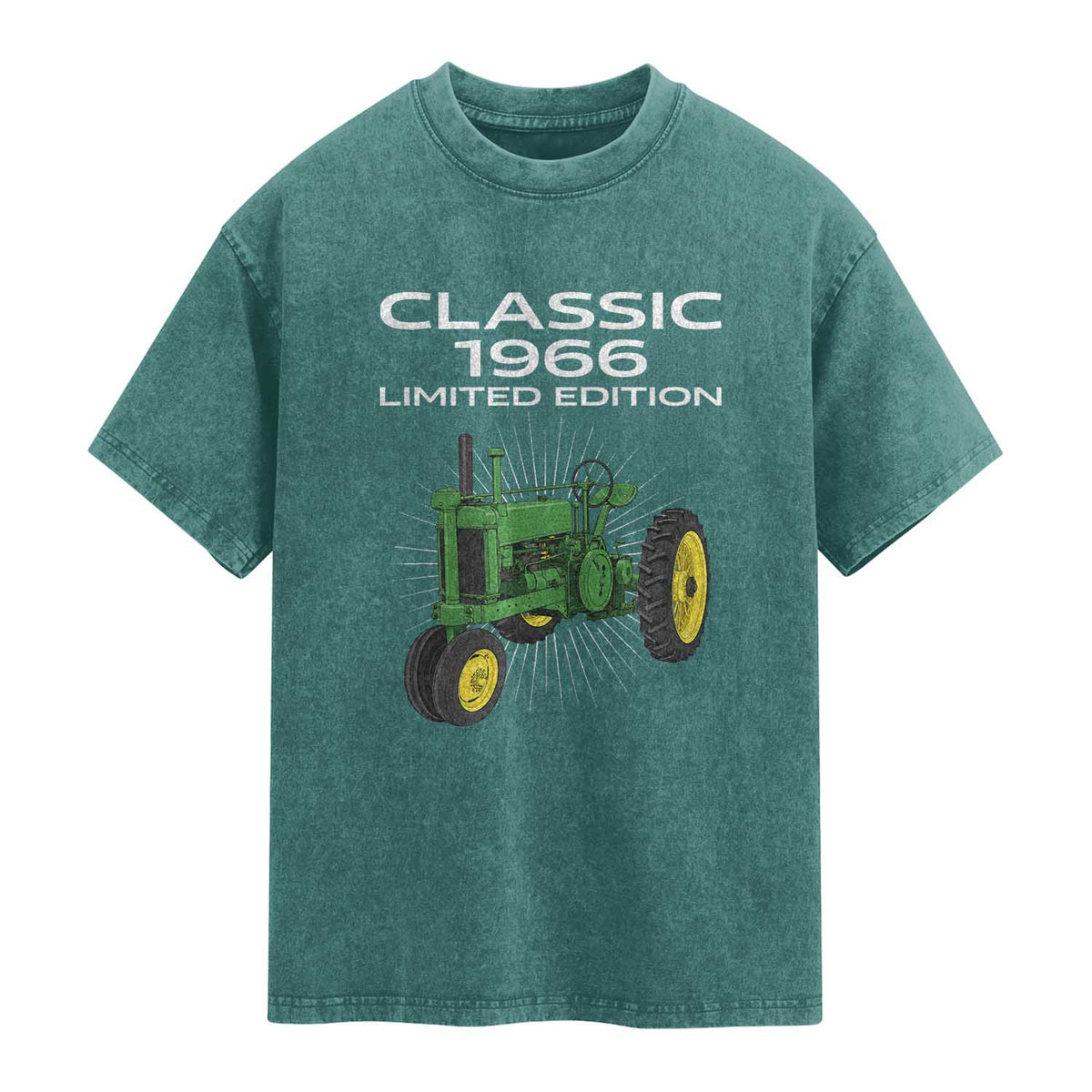 60th Birthday 1966 Limited Edition Classic Farm Tractor Washed Cotton T-Shirt