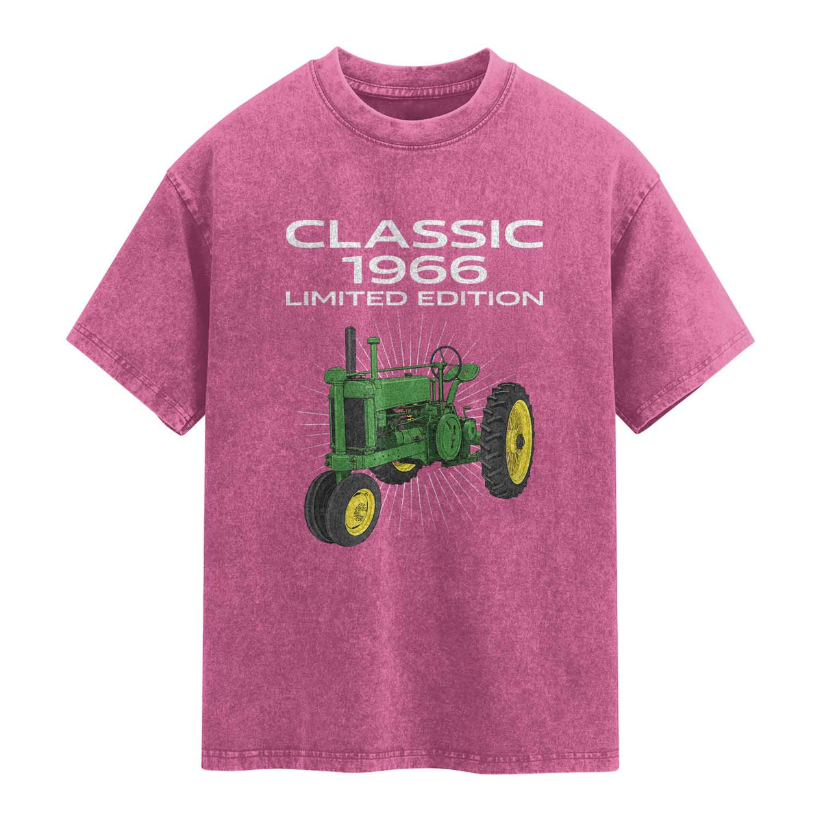 60th Birthday 1966 Limited Edition Classic Farm Tractor Washed Cotton T-Shirt
