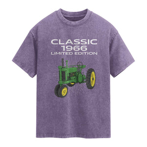 60th Birthday 1966 Limited Edition Classic Farm Tractor Washed Cotton T-Shirt