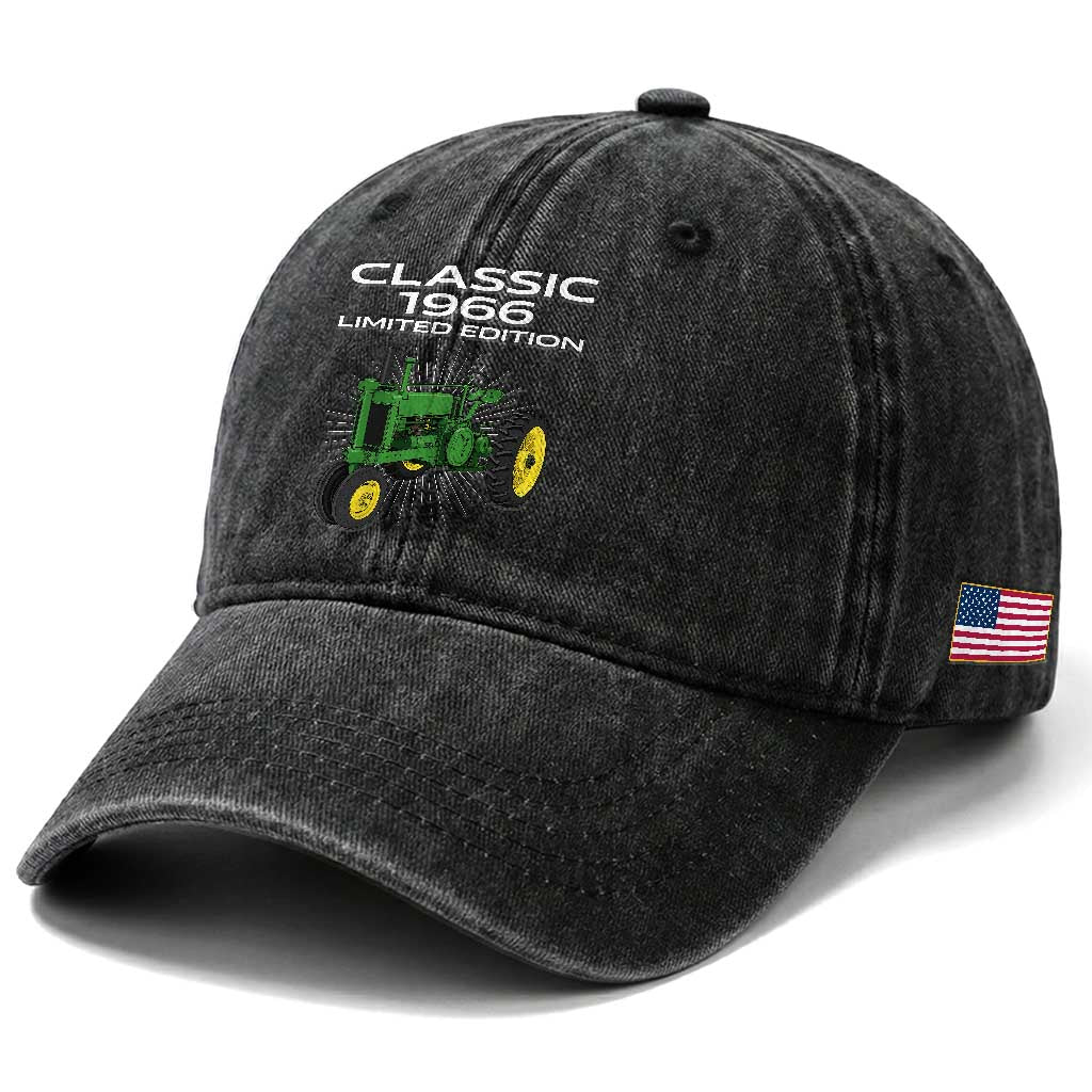 60th Birthday 1966 Limited Edition Classic Farm Tractor Washed Cotton Baseball Cap