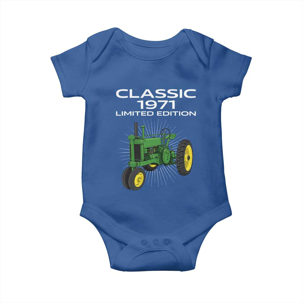 55th Birthday 1971 Limited Edition Classic Farm Tractor Baby Onesie