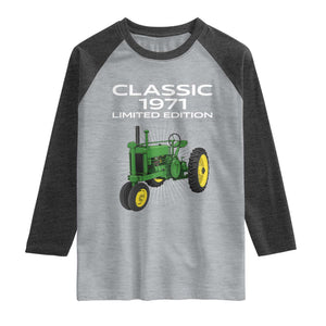 55th Birthday 1971 Limited Edition Classic Farm Tractor Raglan Shirt