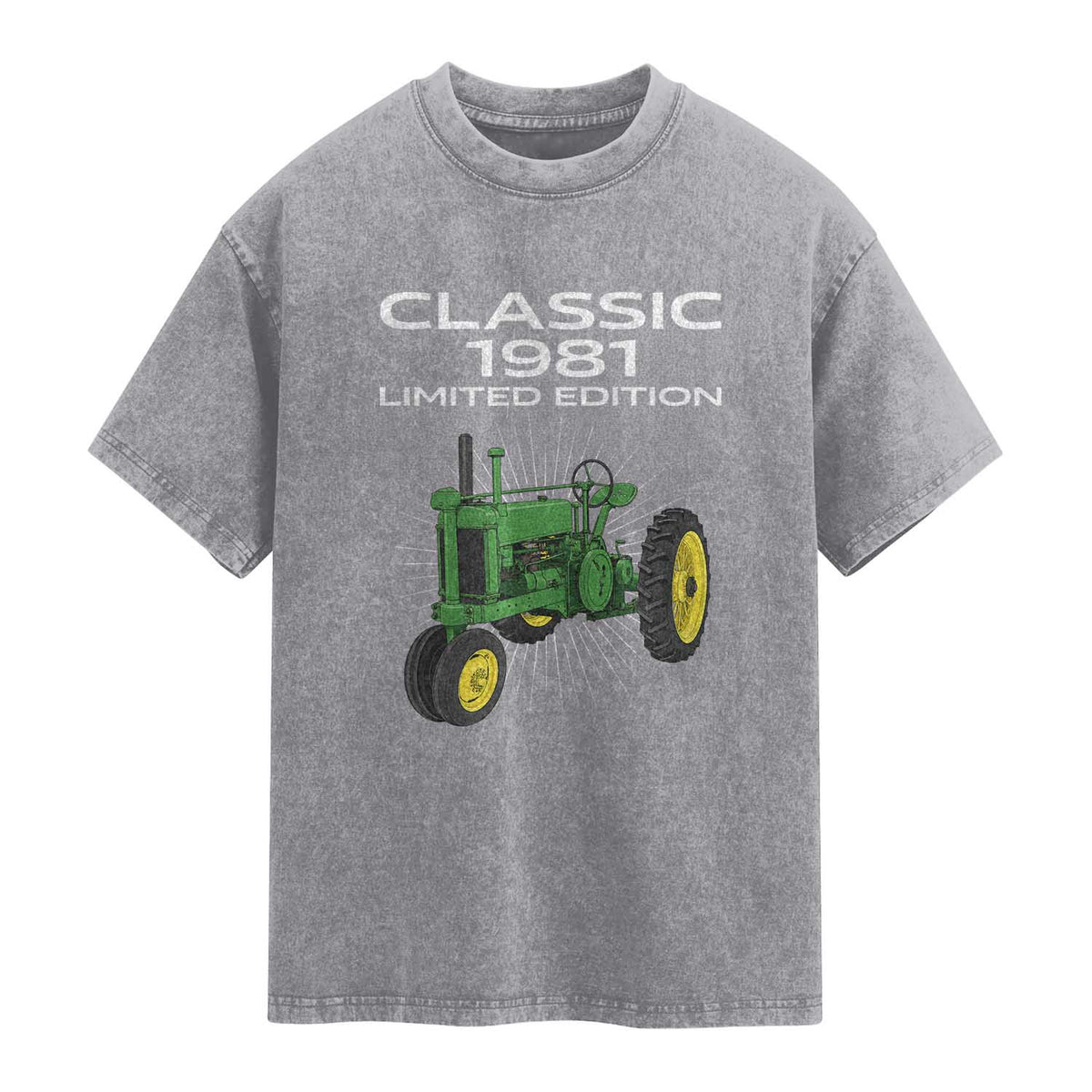 45th Birthday 1981 Limited Edition Classic Farm Tractor Washed Cotton T-Shirt