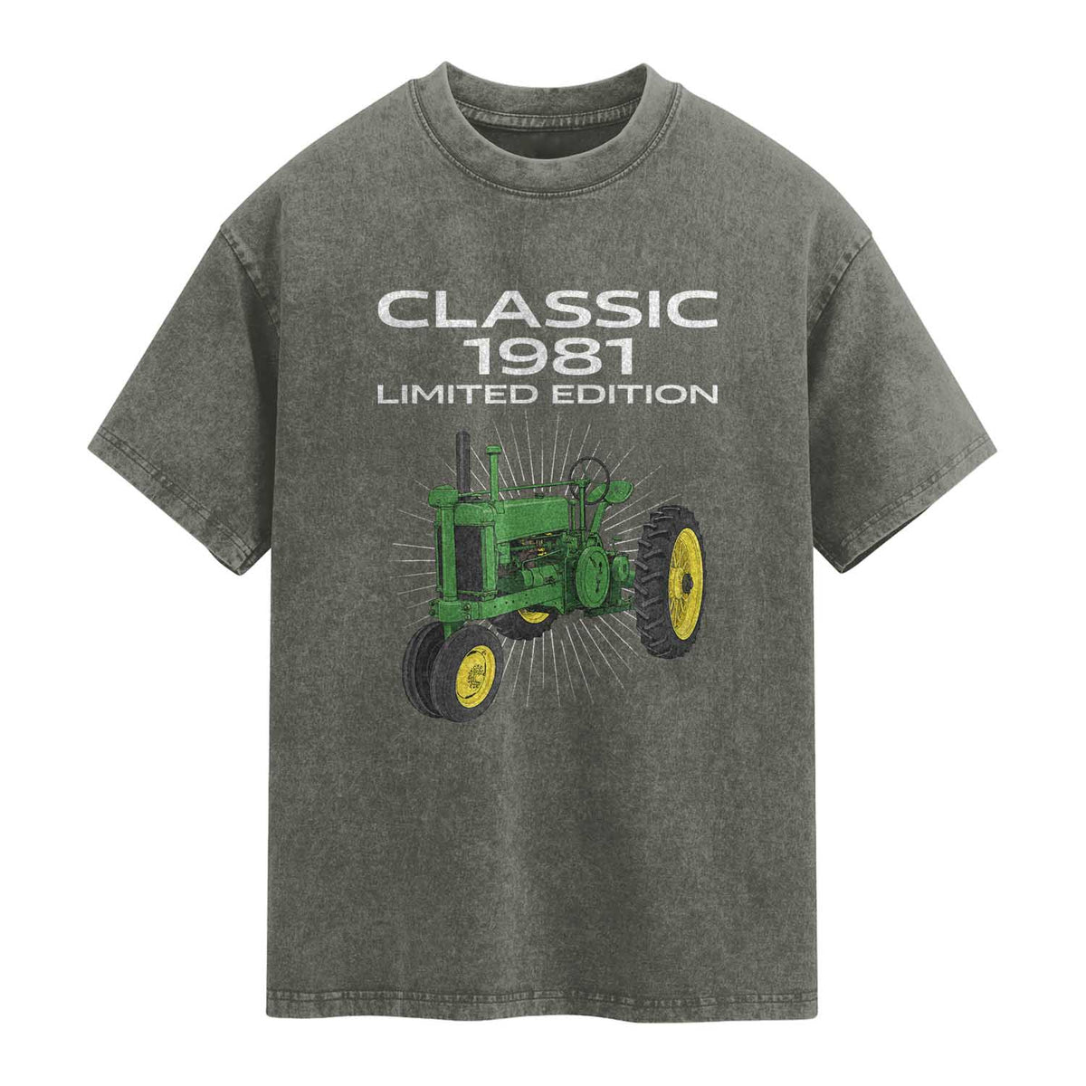 45th Birthday 1981 Limited Edition Classic Farm Tractor Washed Cotton T-Shirt