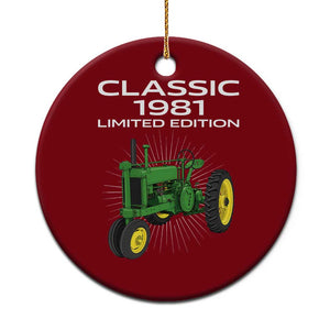 45th Birthday 1981 Limited Edition Classic Farm Tractor Ceramic Ornament