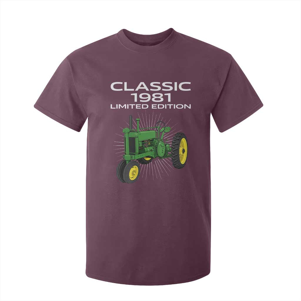 45th Birthday 1981 Limited Edition Classic Farm Tractor T Shirt For Kid