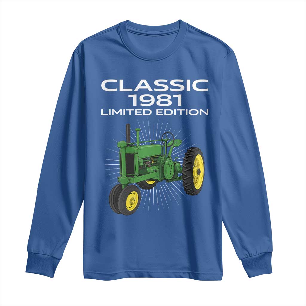 45th Birthday 1981 Limited Edition Classic Farm Tractor Long Sleeve Shirt