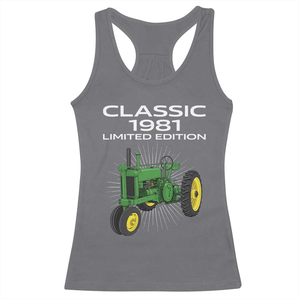 45th Birthday 1981 Limited Edition Classic Farm Tractor Racerback Tank Top