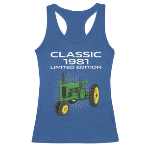45th Birthday 1981 Limited Edition Classic Farm Tractor Racerback Tank Top