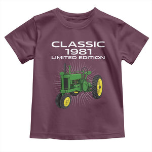 45th Birthday 1981 Limited Edition Classic Farm Tractor Toddler T Shirt