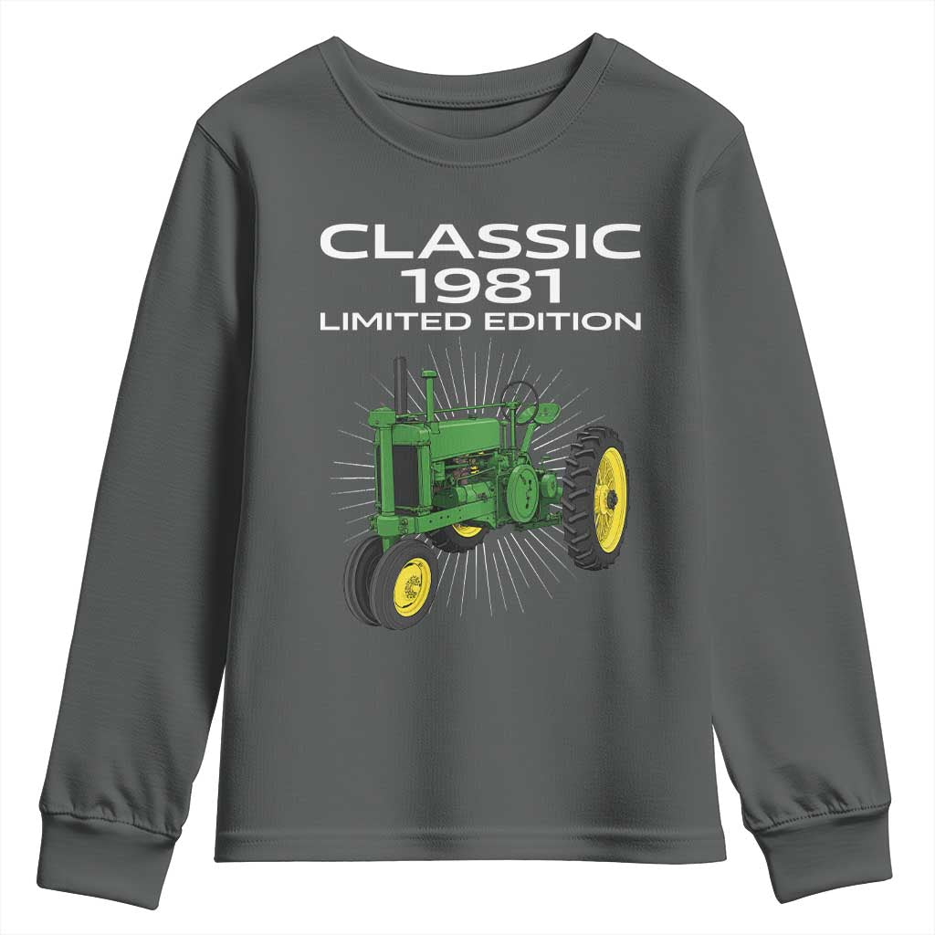 45th Birthday 1981 Limited Edition Classic Farm Tractor Youth Sweatshirt