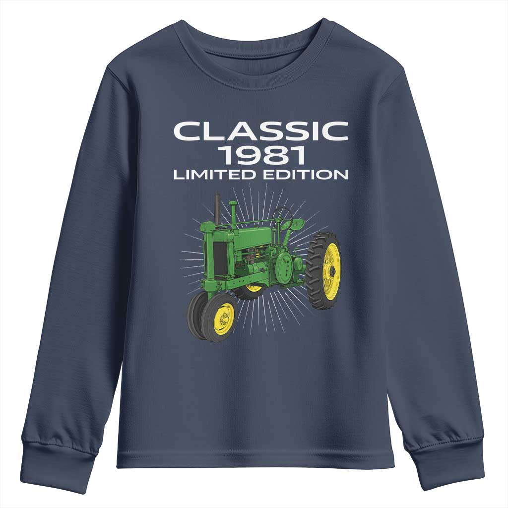 45th Birthday 1981 Limited Edition Classic Farm Tractor Youth Sweatshirt