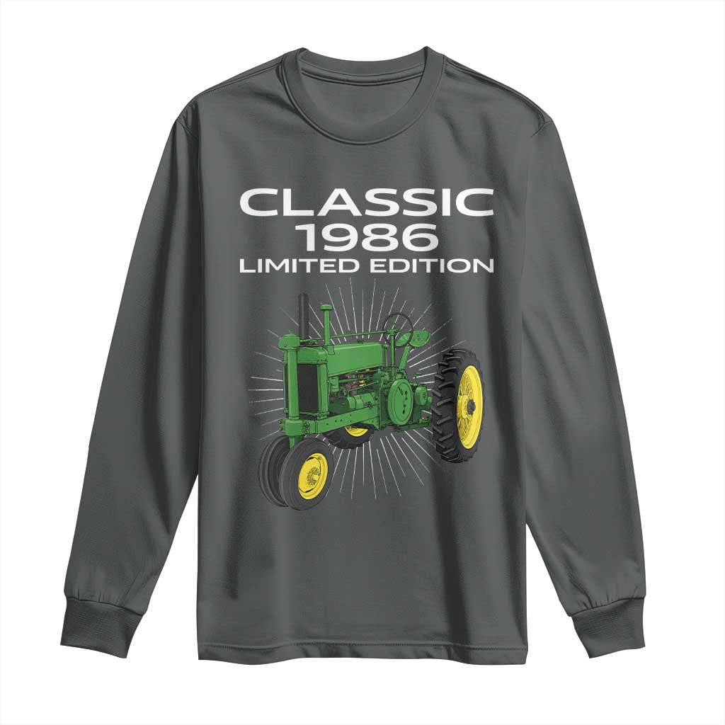 40th Birthday 1986 Limited Edition Classic Farm Tractor Long Sleeve Shirt
