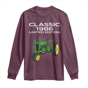 40th Birthday 1986 Limited Edition Classic Farm Tractor Long Sleeve Shirt