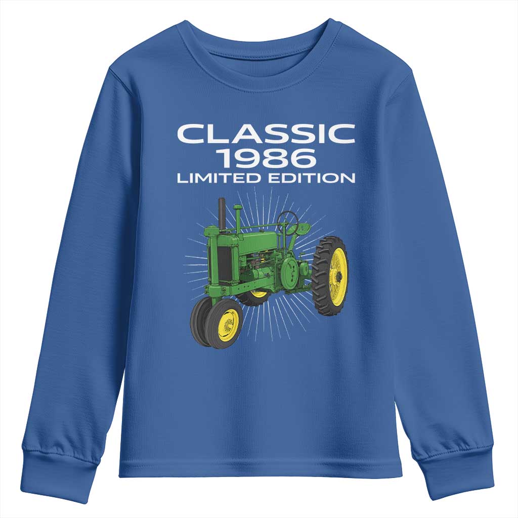 40th Birthday 1986 Limited Edition Classic Farm Tractor Youth Sweatshirt